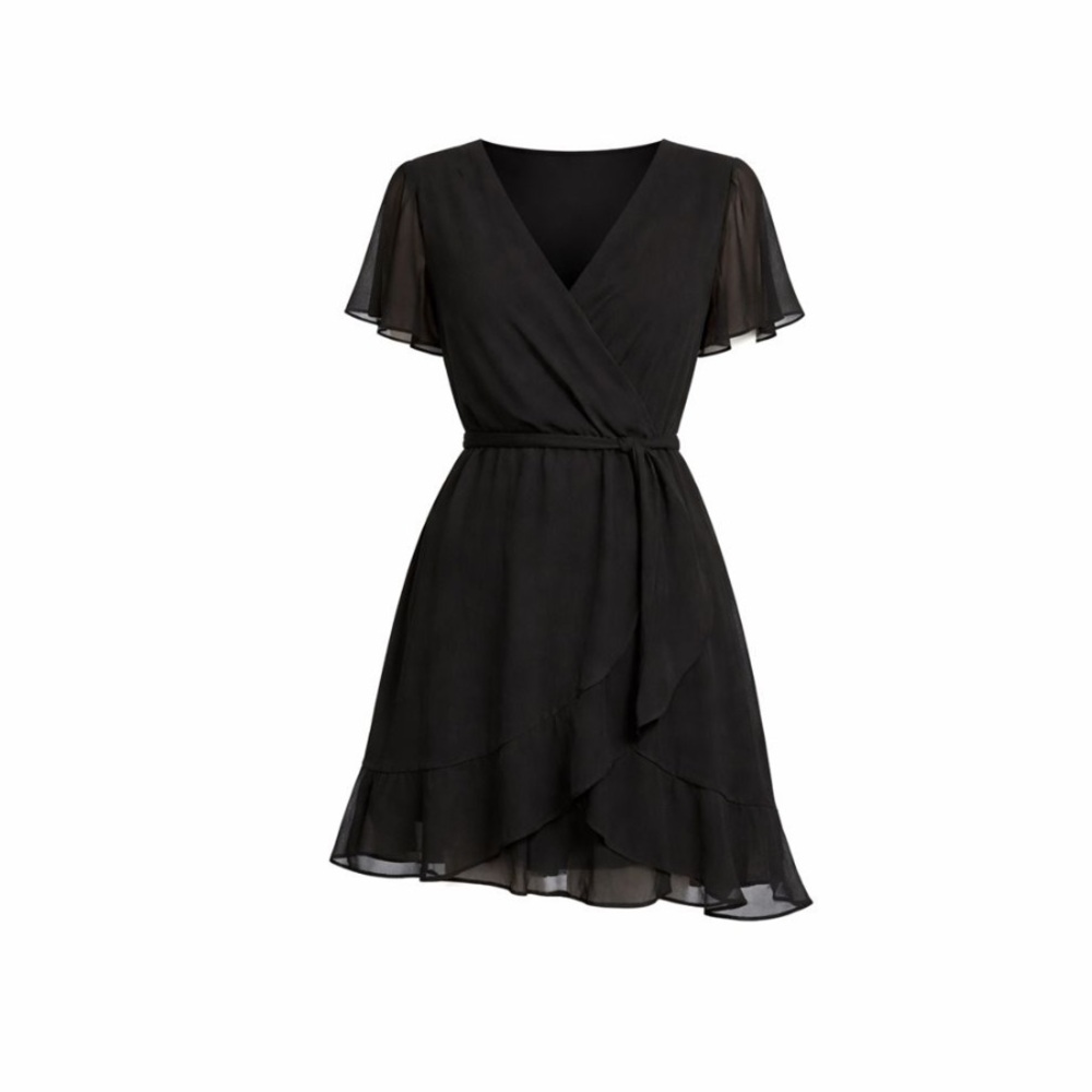 Elegant Black Wrap Dress